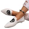 2025 new fashion new embroidered single shoes women's round head comfortable pumpkin head flying woven women's casual shoes women's shoes