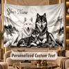 Wolf (202) Theme Wall Tapestry Customized With Name Text Personalized Hanging Tapestry For Bedroom Living Room Decor