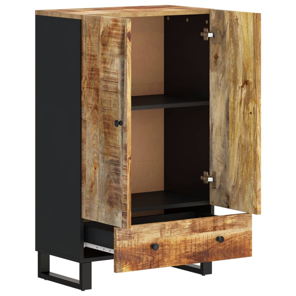 Highboard with Drawer 60x33x100 Cm Solid Mango Wood & Iron
