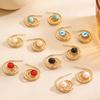 1 Pair Women Earrings Hollow Spiral Design Multi-Color Faux Gemstones Inlaid Electroplated Earrings Jewelry Accessories