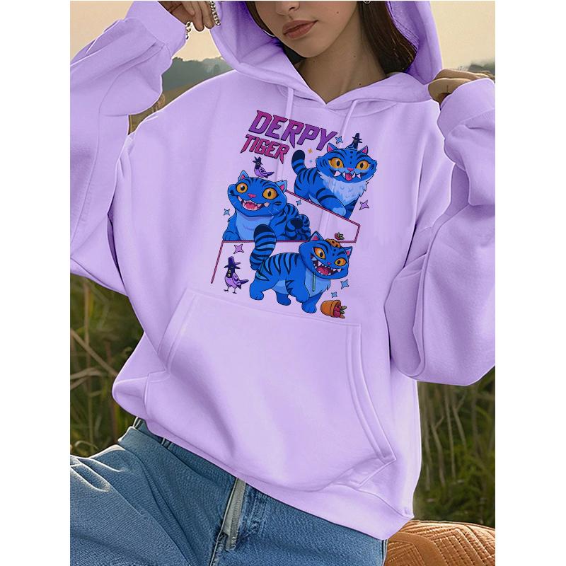 Kpop Demon Hunters Tiger Pocket Hoodies Manga Harajuku Hoody Hooded Women's Autumn Winter Sweatshirts Girls Pullovers Clothes