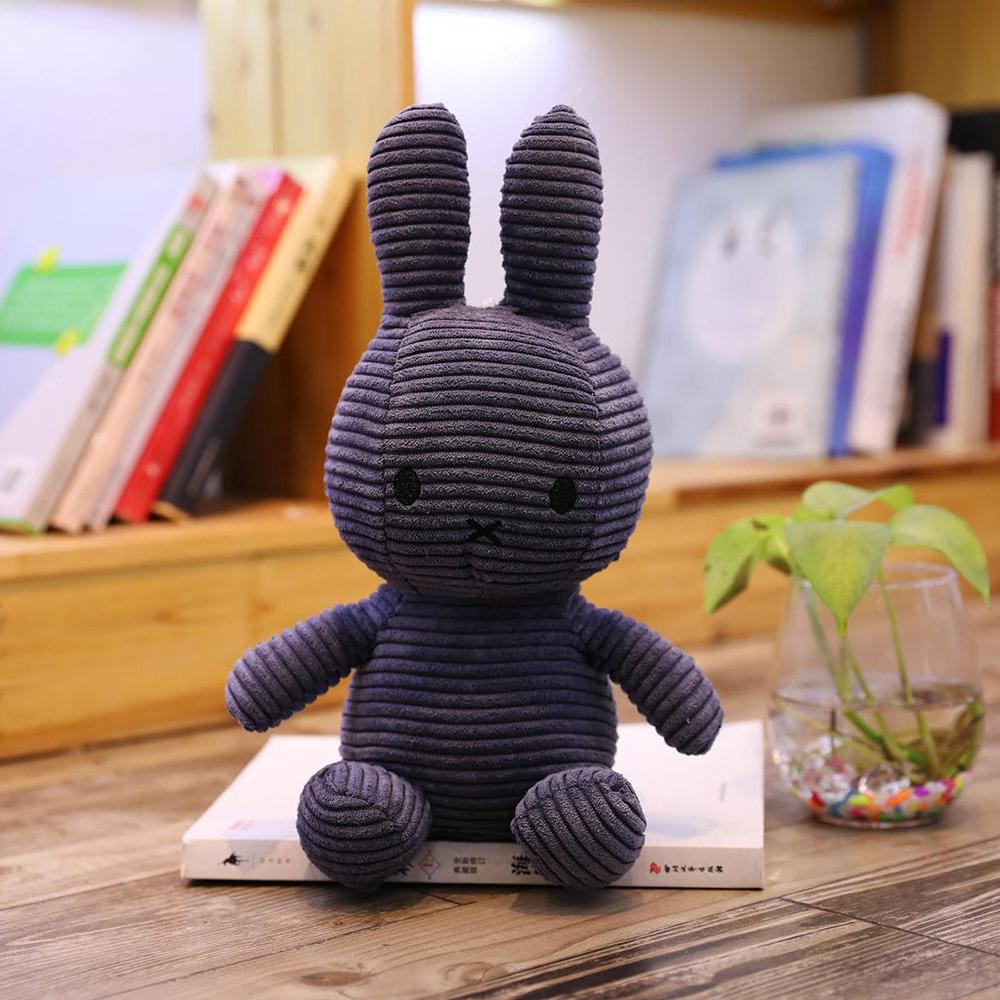 Kawaii Miffy Corduroy Striped Plush Doll Cute Miffy Peripheral Plush Doll Sitting Posture Home Decoration Fun Toy Girl Gift