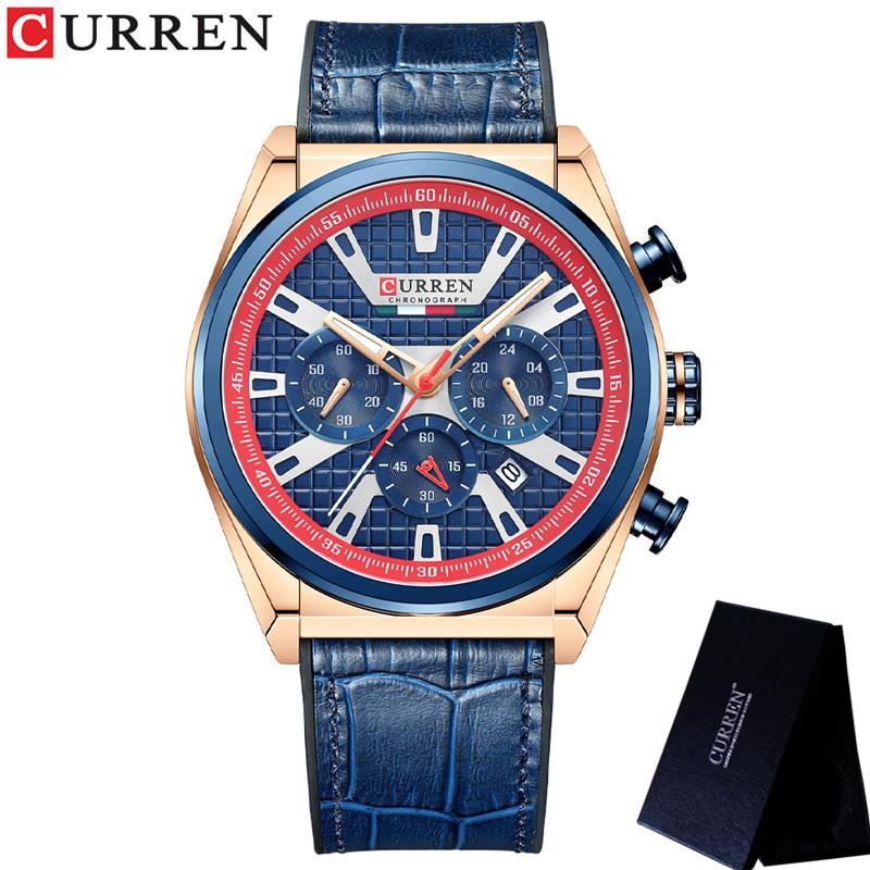 CURREN Man WristWatch Chronograph Calendar Sport Men Watch Military Army Gold Top Brand Luxury Genuine Leather Male Clock 8392