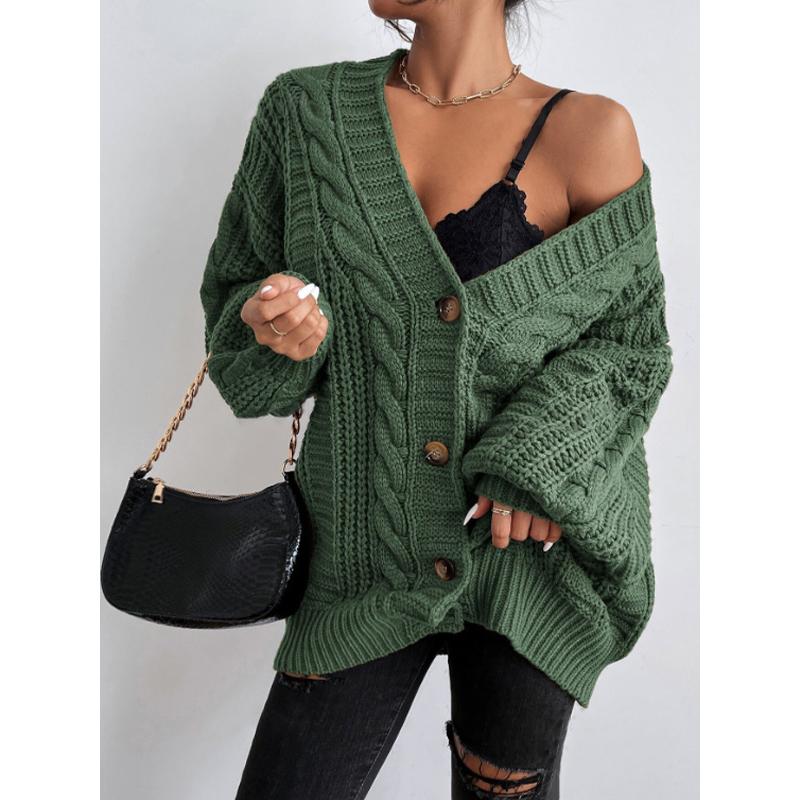Autumn Winter Women Cardigan Sweater Coats Fashion Female Long Sleeve V-neck Loose Knitted Jackets Casual Sweater Cardigans Tops