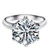 Elegant 5 Carat Six-Prong Zirconia Ring with Eight Hearts and Arrows - Perfect for Couples or Proposals
