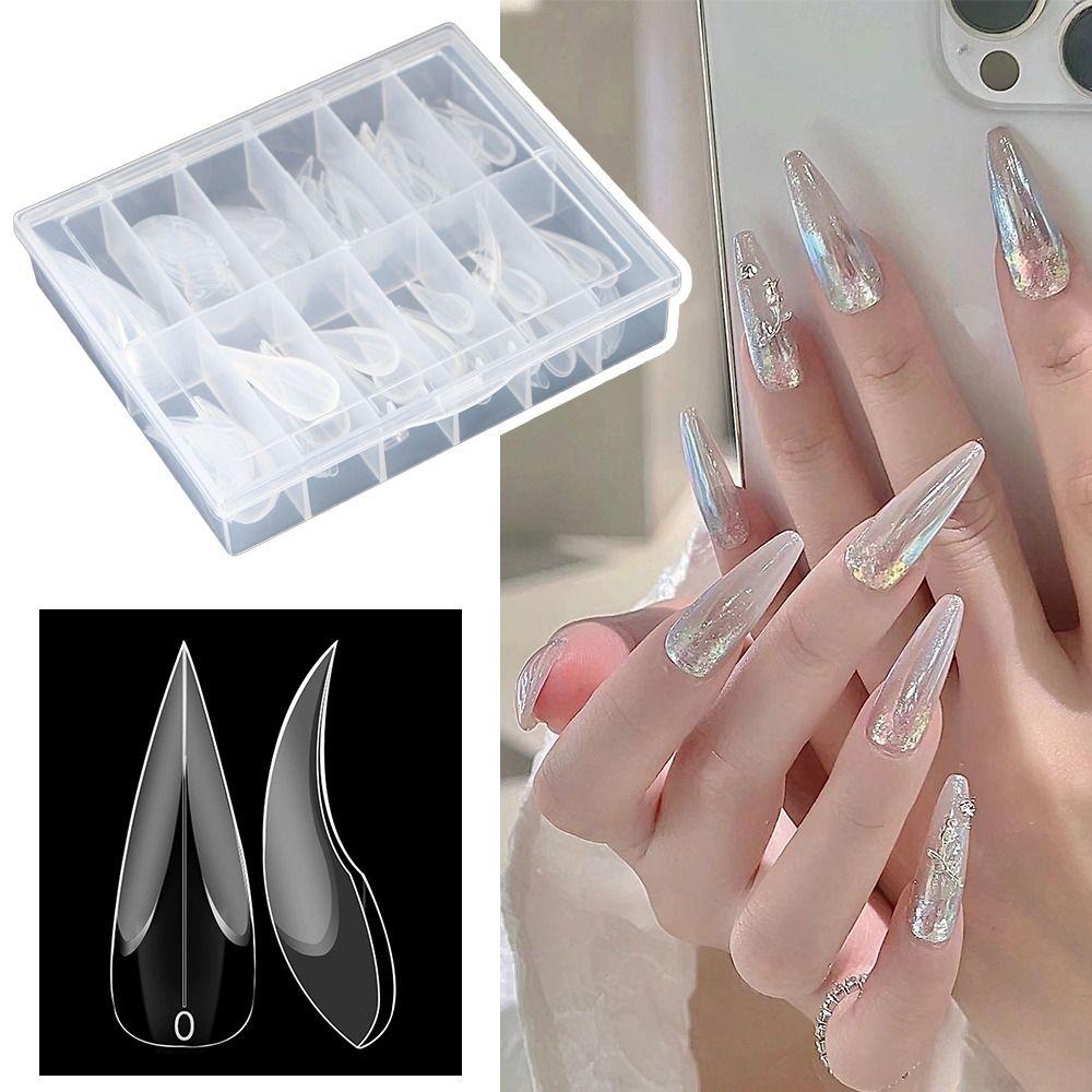 120pcs 3D Eagle Claw Hawk Carving Nails Transparent False Nail Tips  for Poly Nail Gel Extension