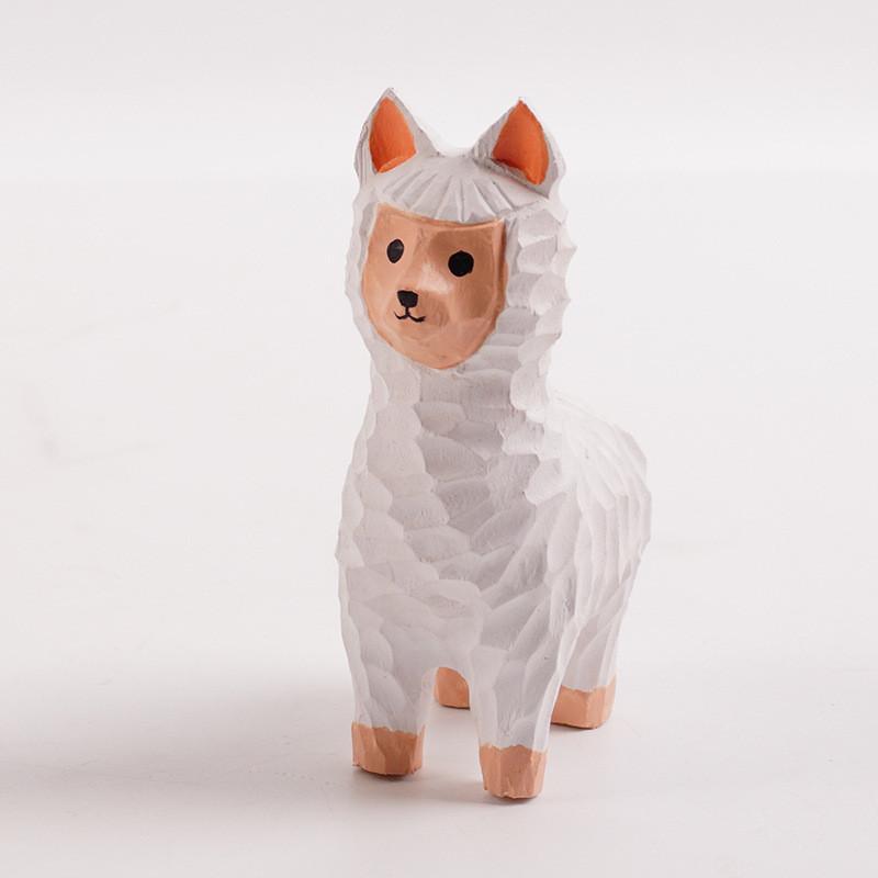 

Cute Alpaca Wooden Carving Decor For Home Gift And Birthday Celebration Orange Ears