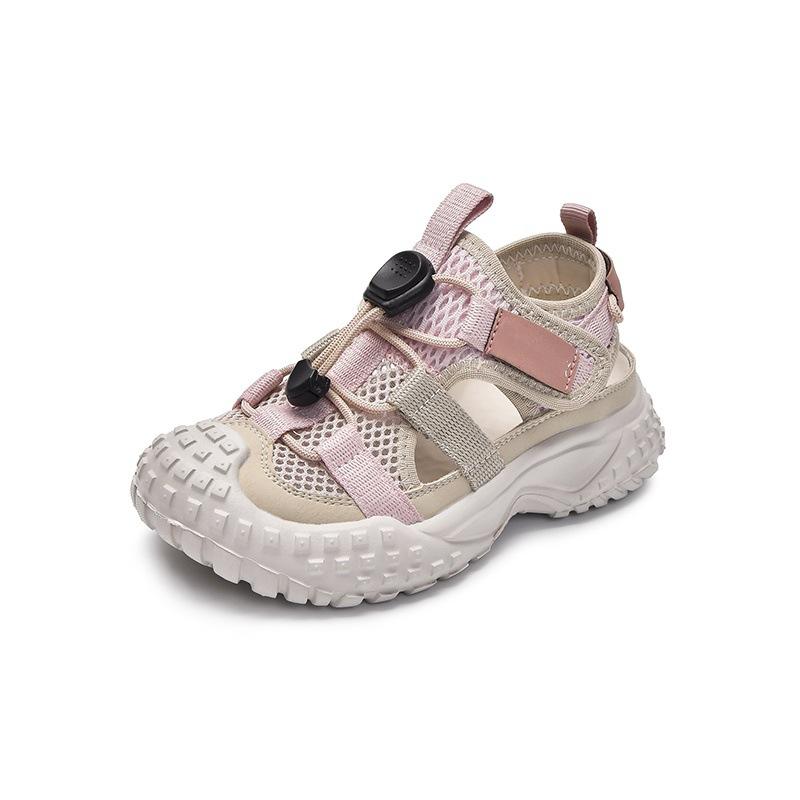 Girls sandals 2025 new summer bag head sports shoes children's shoes summer shoes single net fashion hollow shoes
