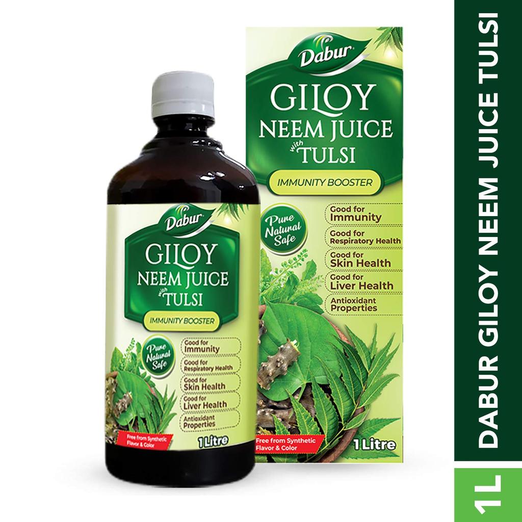 Dabur Giloy Neem Tulsi Juice 1 Ltr Natural Ayurvedic Drink For Daily Immunity Support, Skin Health And Liver Wellness