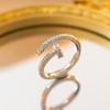 Exquisite super flash zircon ring for girls, light luxury, high-end sense opening adjustable ring, simple real gold electroplating