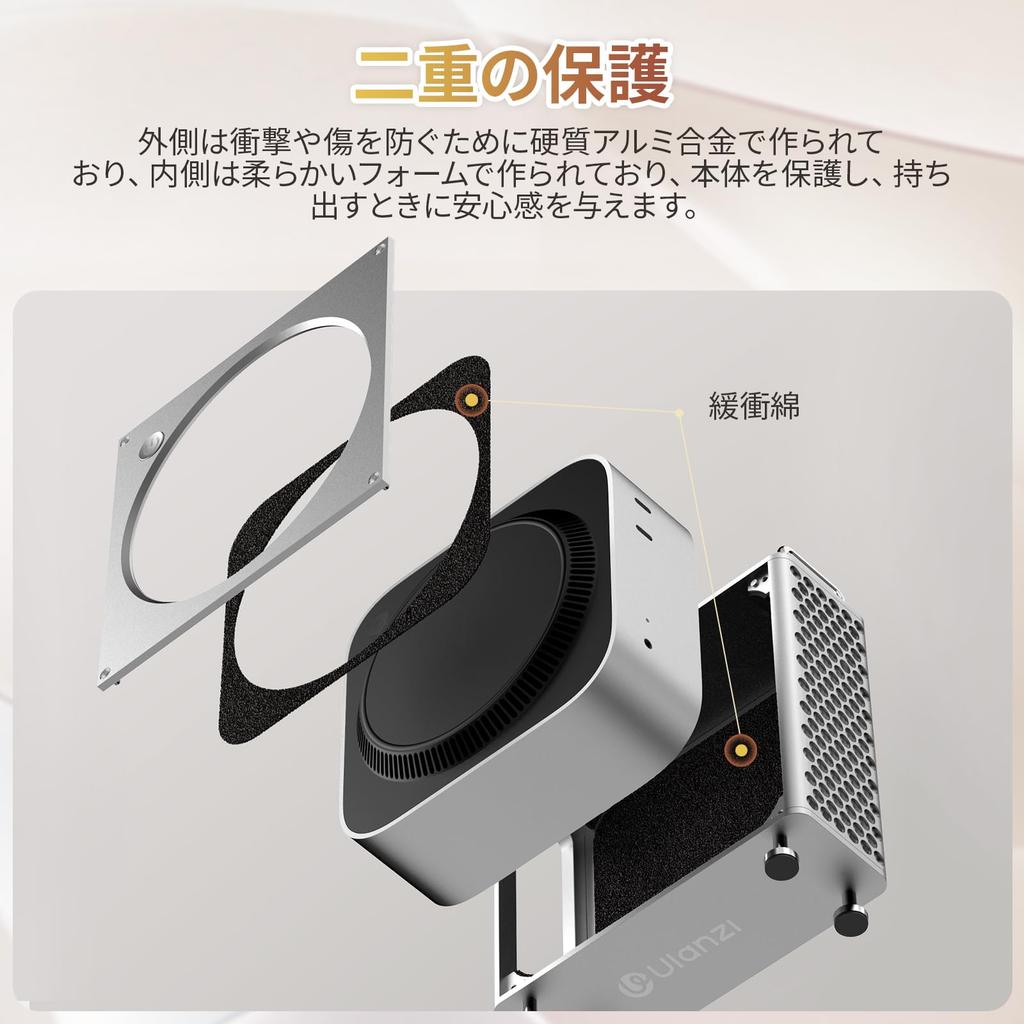 Ulanzi QT01 Chassis Case for Mac Mini Pro Vertical Computer Case Protective Dustproof Bracket Storage Stand Aluminum Mini Stand DIY PC Parts Space