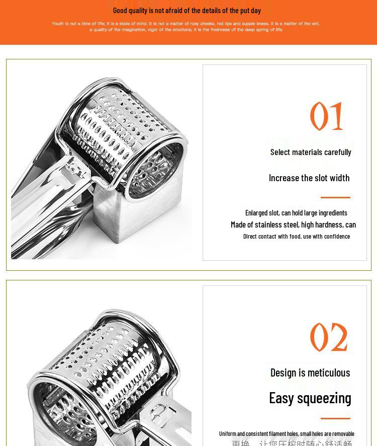 Stainless Steel Hand-Crank Rotary Cheese Grater