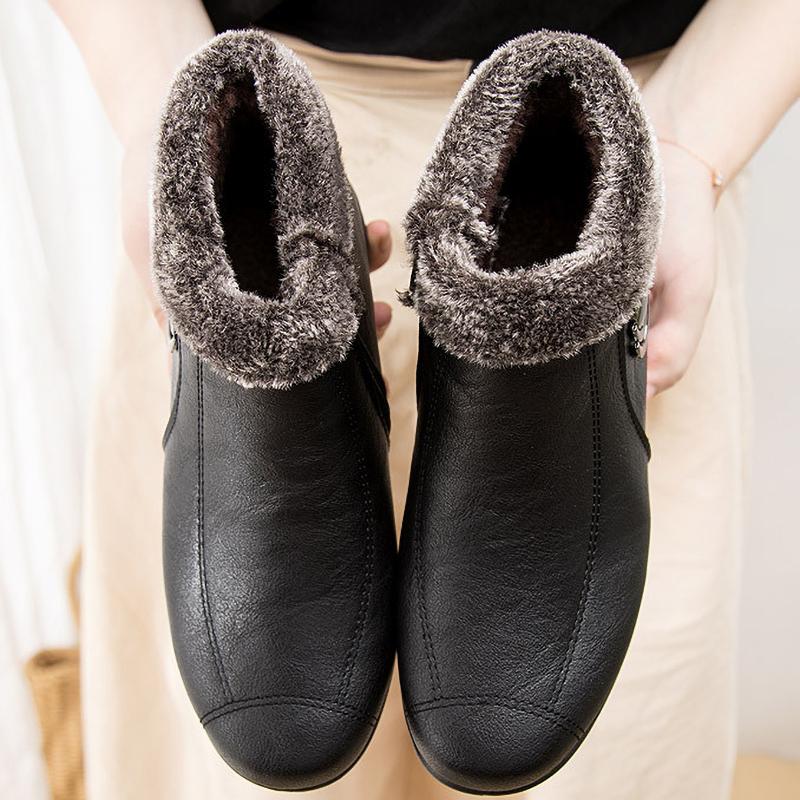Winter Warm Fleece Shoes Elderly People Flat Boots Soft Bottom Anti Slip Women's Shoes