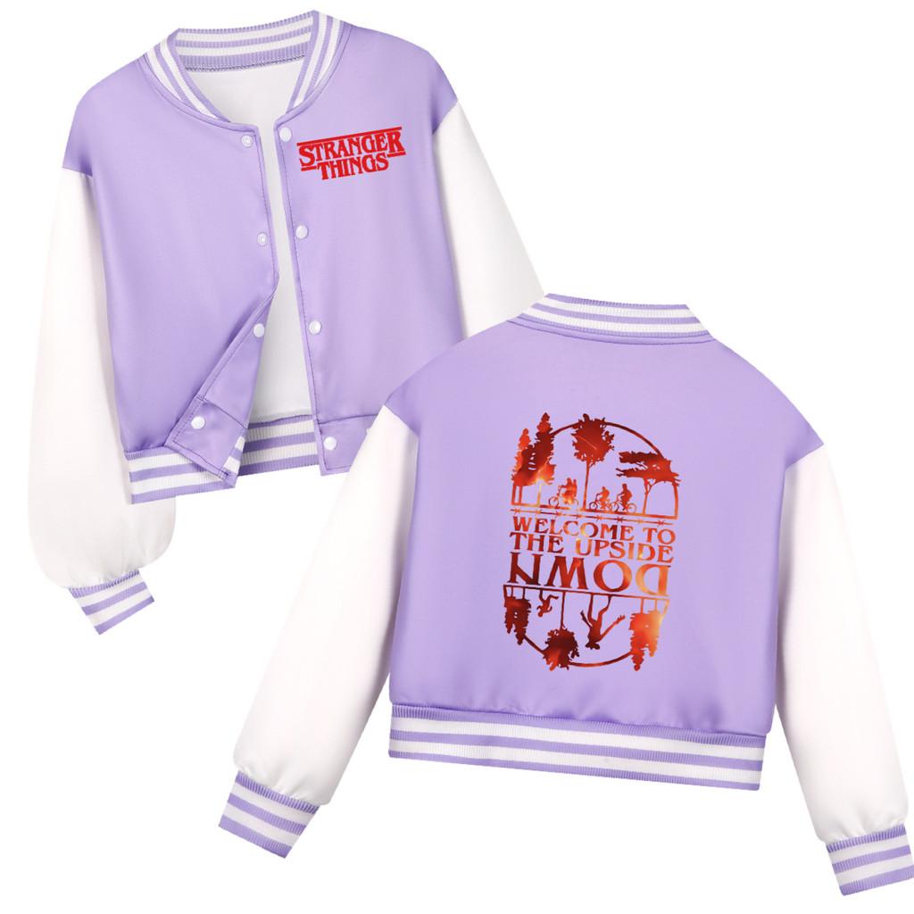 5278 Kinder Stranger Things Bedruckte Lässige Oberbekleidung Langärmelige Baseballjacke Mantel