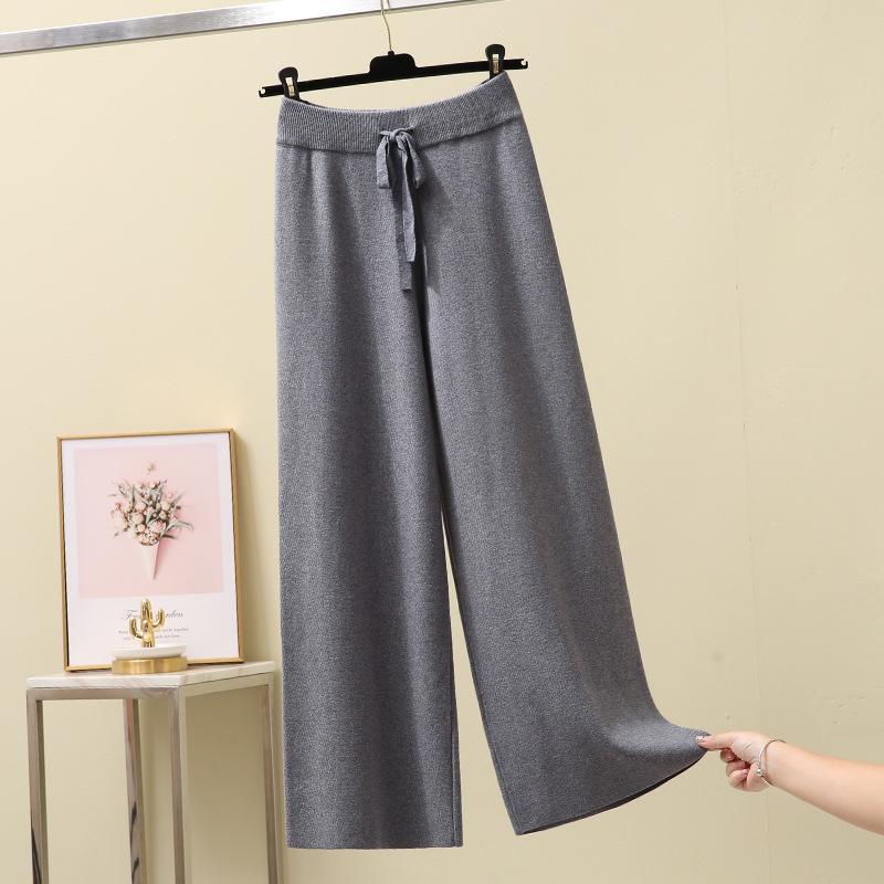 Women S High Waist Loose Fit Knit Wide Leg Pants For Autumn Winter