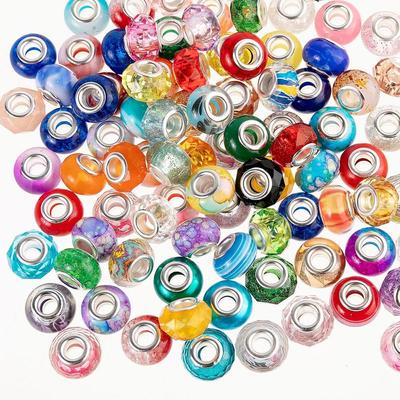 10/25/50/100pcs 14mm European Large Hole Beads Faceted Spacer Beads Dark Spacer Resin Beads Necklace Earring Bracelet Jewelry Making Crafts