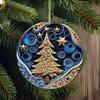 2Pcs Christmas Ornaments Acrylic Flat Xmas Tree Snowman Clock Pendant for Indoor Outdoor