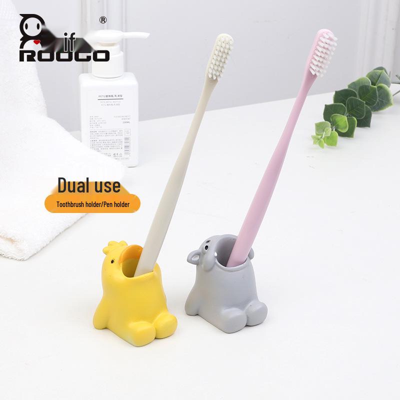 Charming Cartoon Animal Toothbrush Holder - Decorative Bathroom Rack and Storage Ornament