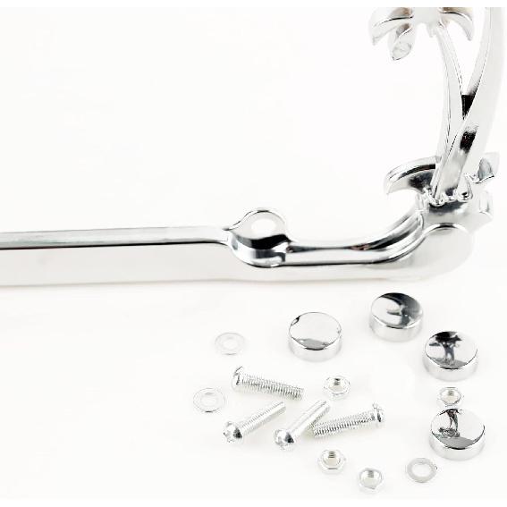 Chrome Palm Tree License Plate Frame For Women, Cute Hawaiian Beach License Plate Frames With Palm Trees