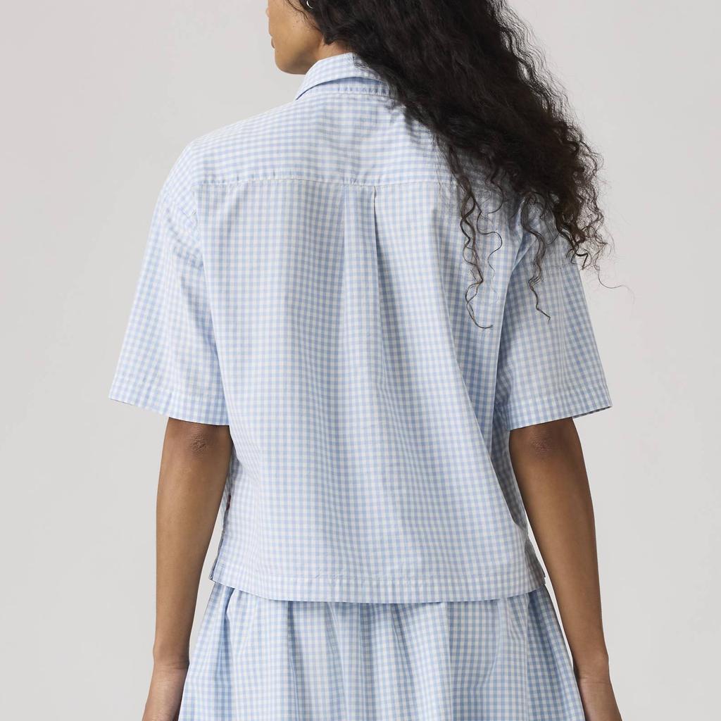 Levis Loose Soft Checkered Pointed Collar Button Short Sleeve Shirt Women Shirts 005O8-0000