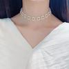 Koreaanse Retro Parel Strass Kwast Choker met Bloem Strik Design