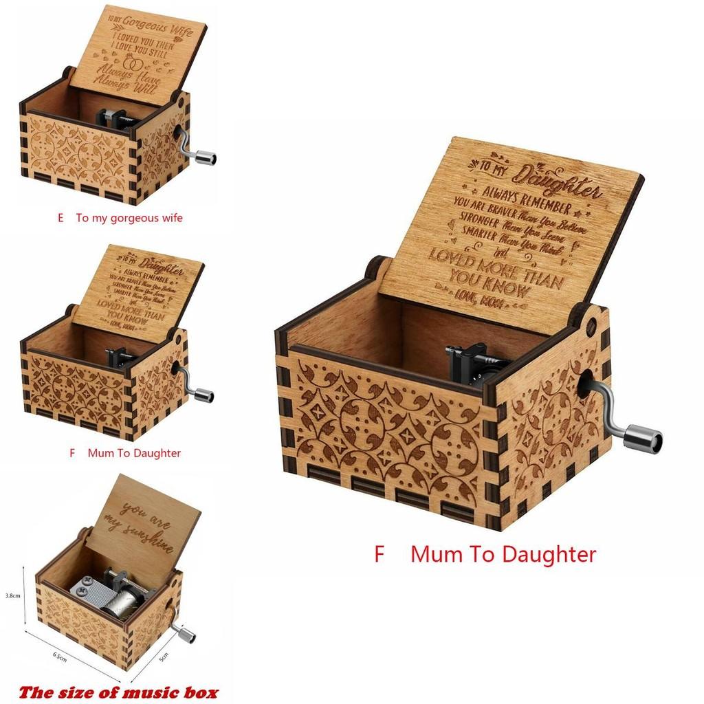 Vintage Holz Spieluhr Geschenk für Kinder Charmant You Are My Sunshine Graviertes Spielzeug