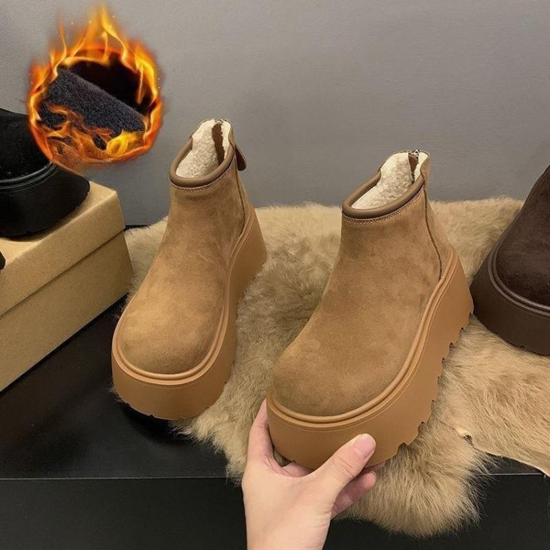 Rutschfeste, höhenerhöhende Schneestiefel für Damen, neue Herbst- und Wintermodelle mit Fleece- und Baumwollschuhen