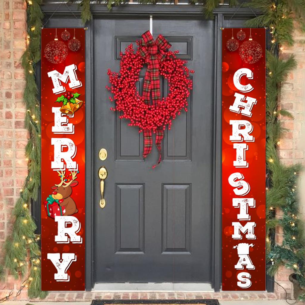 Christmas Outdoor Door Banner Flag Merry Christmas Porch Sign Decorative for Home Yard Front Door Navidad Natal Gift New Year