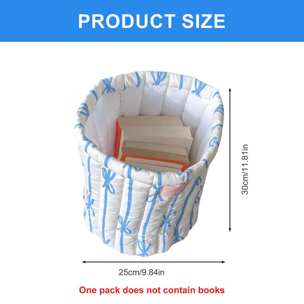 Panier de Rangement Rond Matelassé Pratique avec Élégants Motifs de Nœuds Papillon Pratique pour l'Organisation de la Chambre ou de la Salle de Bain