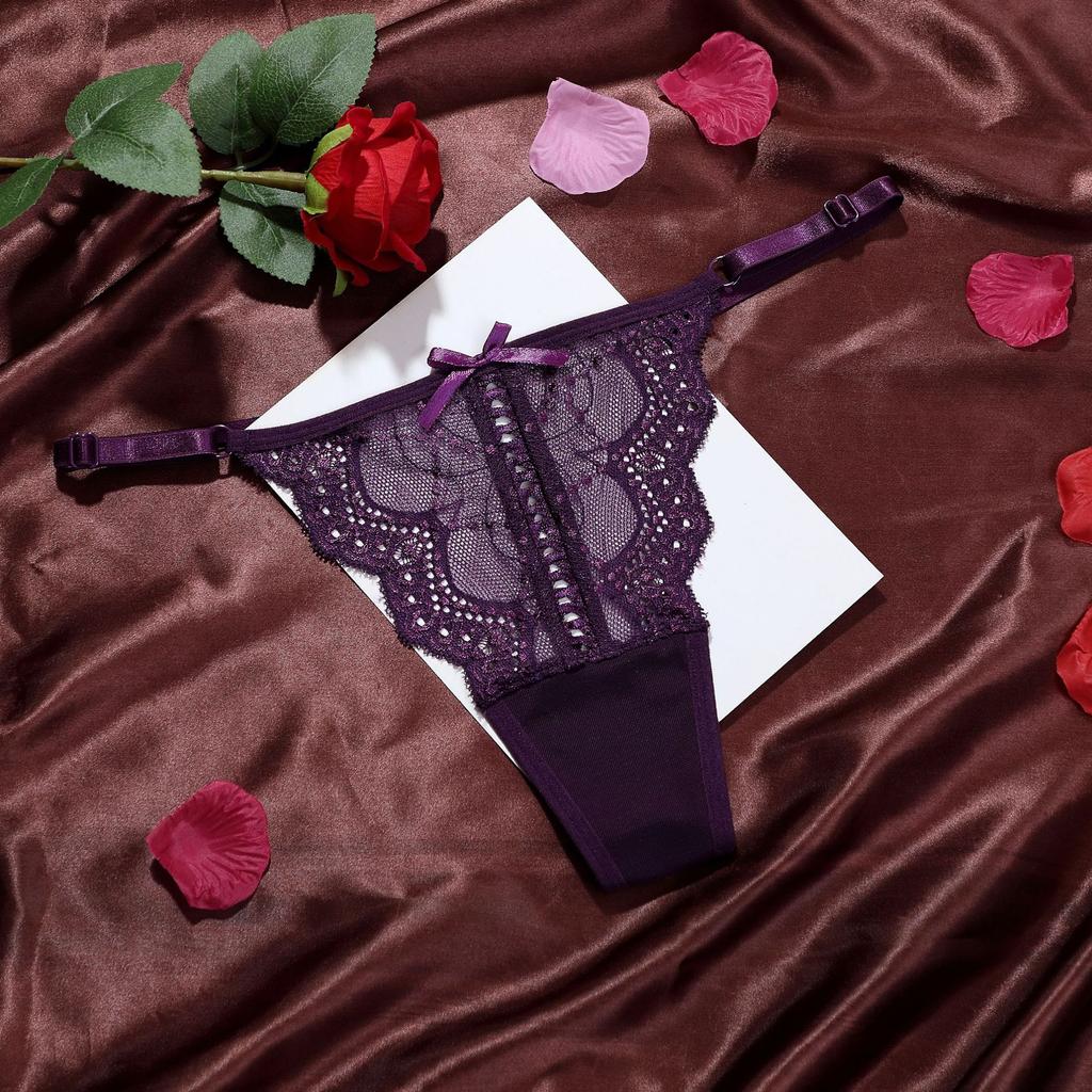 Girl Summer Sexy Lace Lace Low Waist Cross Belt Comfortable No Trace Thong Underwear