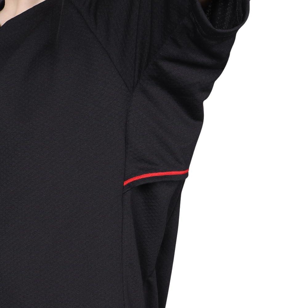 Short Sleeve Short Sweat Quick Mesh Material Easy To Club Black XO [DESCENTE] Shirt, Volleyball, Sleeve, Absorbent, Drying, Breathable, Arrangement,