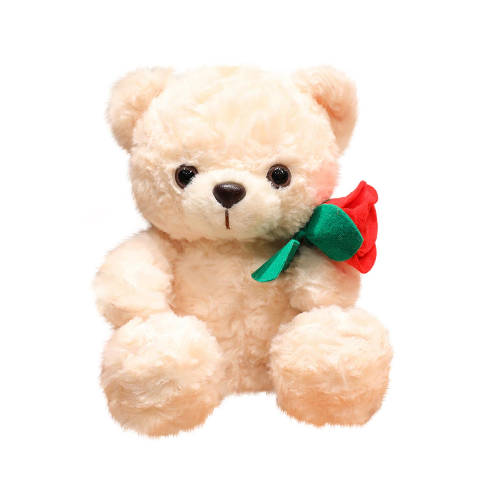 

Valentine s Day Gift Bear With Buoquet Plush, Cute And Cozy Stuffed Animal Holding Flower For Girlfriend, Wife, Or Love Ones S белый