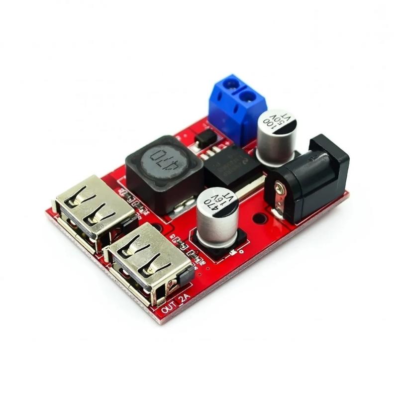 Versatile DCBuck Converters Module with Double USB Port for 5V 3A Charging from 9V/12V/24V/36V Sources To 5V3A Output