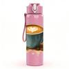 1PC Latte Coffee Cup Print 750ml Color Plastic Sports Water Bottle Leakproof Flip Straw Lid Suitable for Sports Office Home Use