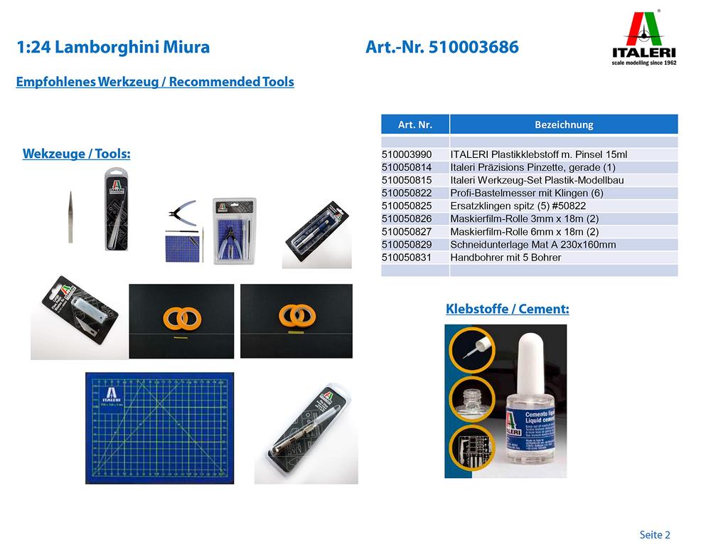 Italeri Lamborghini Miura Plastic Model Kit IT3686 1/24