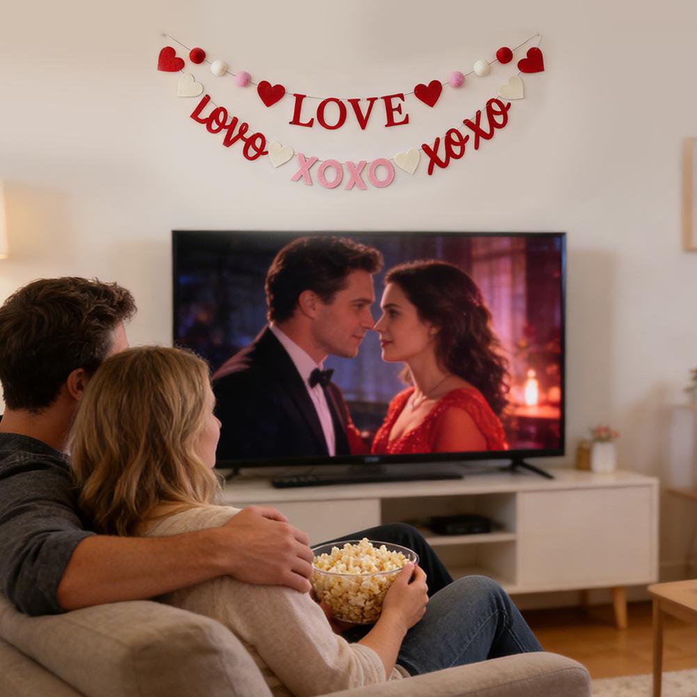 Striscione a Cuori per San Valentino 150cm Ghirlanda in Feltro Decorazione per Feste Romantica Decorazione per la Casa Striscione dell'Amore Per Anniversario Strumento