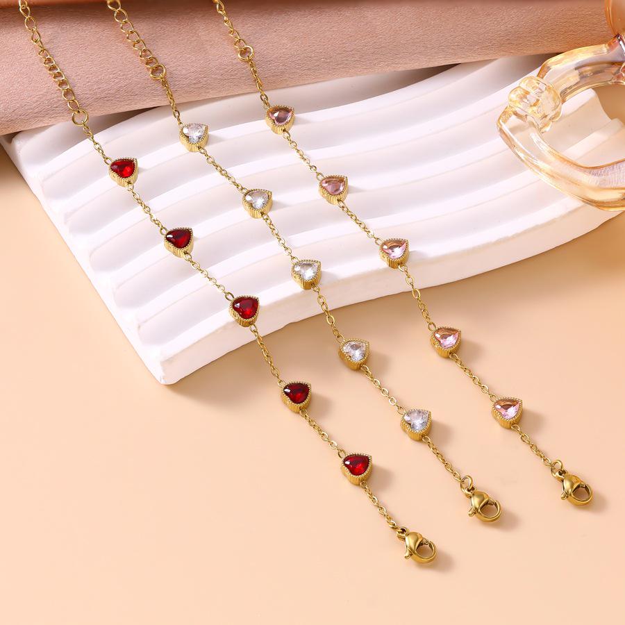 18K Gold-Plated Heart-Shaped Zircon Bracelet for Women - European & American Fashion, Light Luxury, High-End Feel