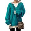 Casual Loose V-neck Knitted Sweaters Long Sleeve Women Jumpers for Ladies Autumn Winter Pullovers