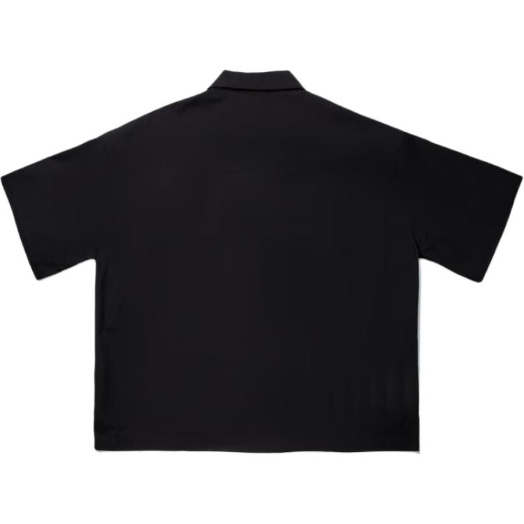 Li Ning Letter Button Soft Comfortable Breathable Versatile Short Sleeve Shirt Men shirts Black ASHV263-2