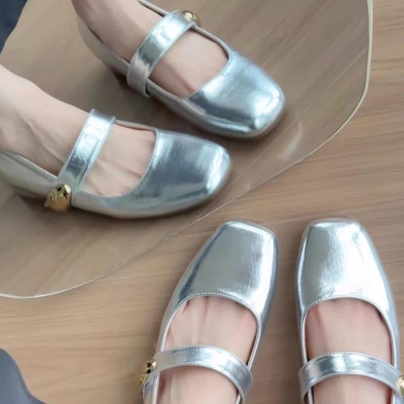 2025 New Mary Jane Womens Shoes Autumn Fashion Fashion Style Square-toe Low-heeled Soft-soled Casual Slip-on Shoes