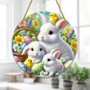 Cute Bunny Happy Easter Wooden Hanging Sign Easter Party Door Wall Home Decoration Wood Pendant Welcome Wreath Easter Supplies