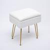 Vanity Stool Faux Fur with Storage, Anti-Slip Metal Legs Makeup Ottoman for Bedroom