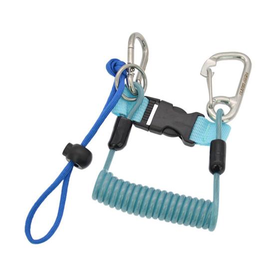

Строп для подводного плавания с пружиной из нержавеющей стали с быстросъемной пряжкой, страховочный трос для подводной камеры, фонарика озеро синий