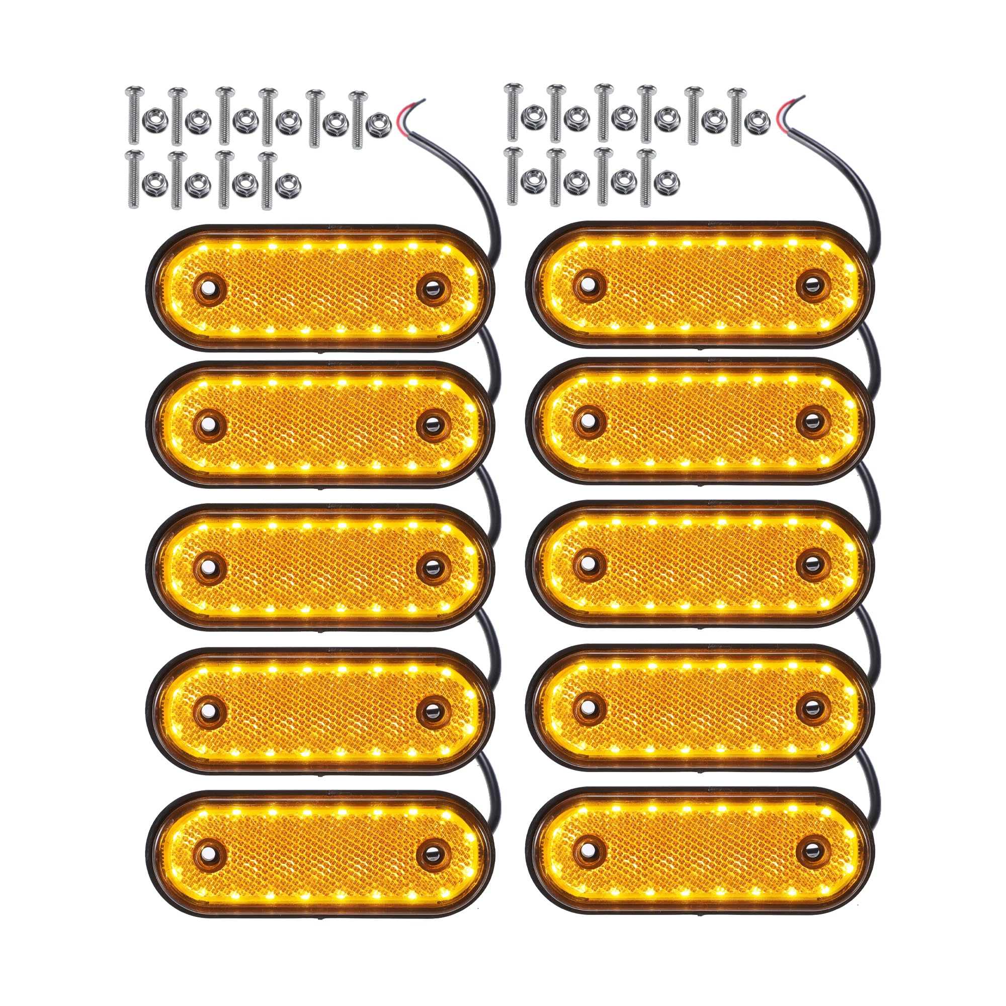 

ABSOPRO Waterproof Front and Rear Side Marker Oval Position Surface for and 20 10 Sets Lights, Lamps, Mount, Trucks, Campers, Vans, Lorries, RVs,