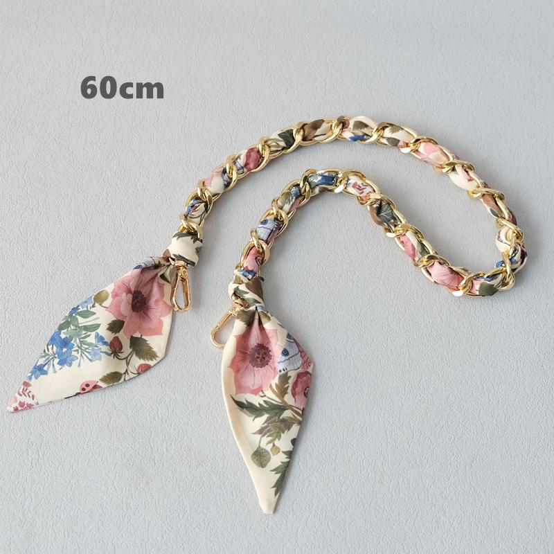 

Новый модный бренд женские сумки аксессуары цепи съемный цветочный принт золото серебро металл шелк плечевой ремень женщины DIY цепи ручки сумки 60CM бежевый