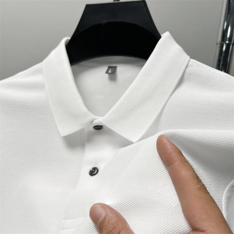 Poloskjorte herre T-skjorte Kortermet sommer Ensfarget Business Casual Lapel Mercerized Cotton Halvermet T-skjorte for menn for menn