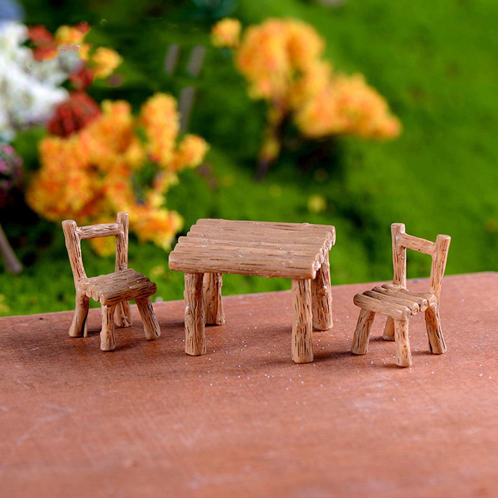 Miniature Wooden Table and Chair Set for Dollhouse Accessories Rustic Style Furniture for DIY Decoration Projects