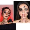 Black Halloween Temporary Tattoos 3D Jewelry Face Sticker Spider Face Gems Tattoos  Day of The Dead