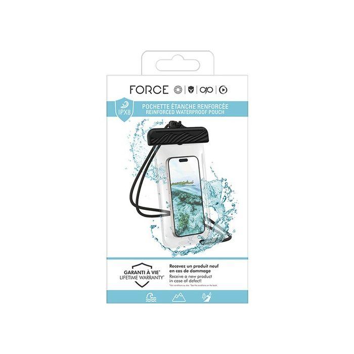Accessoire pour téléphone mobile forcecase pochette etanche ipx8 renforcee noire