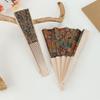 Vintage Bohemian Style Cork Folding Fan Props Graft Gift Hand Held Fan Home Decor Wooden Folding Fan